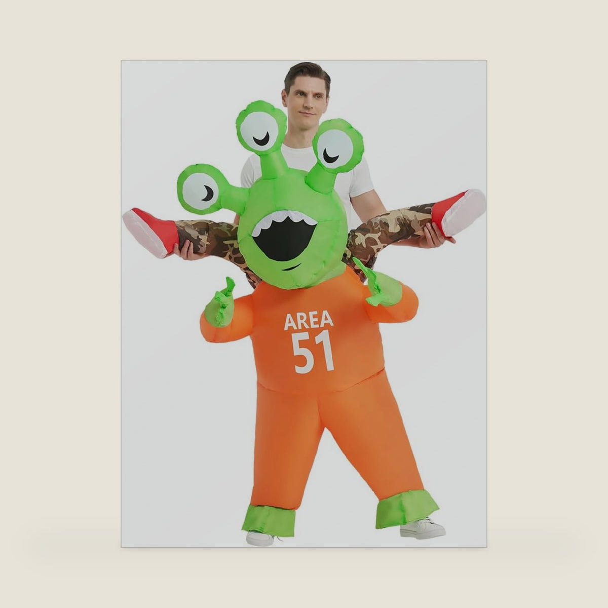 COMIN Halloween Inflatable Alien Costume Adults Cosplay Costumes Funny Ride on Blow Up Costumes Alien Suit for Men Women