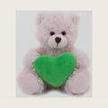 Plushland Pink Teddy Bear with Customized Message on Embroidered Heart, Stuffed Animal Plush Toys- Valentine Personalized Gift for Girls, Boys and Your Loved Ones 9 Inch (Green)