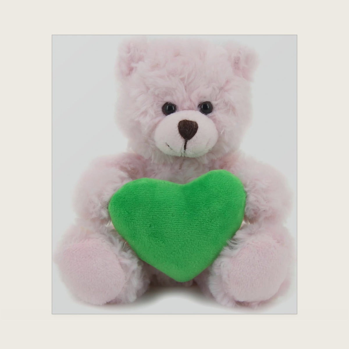 Plushland Pink Teddy Bear with Customized Message on Embroidered Heart, Stuffed Animal Plush Toys- Valentine Personalized Gift for Girls, Boys and Your Loved Ones 9 Inch (Green)