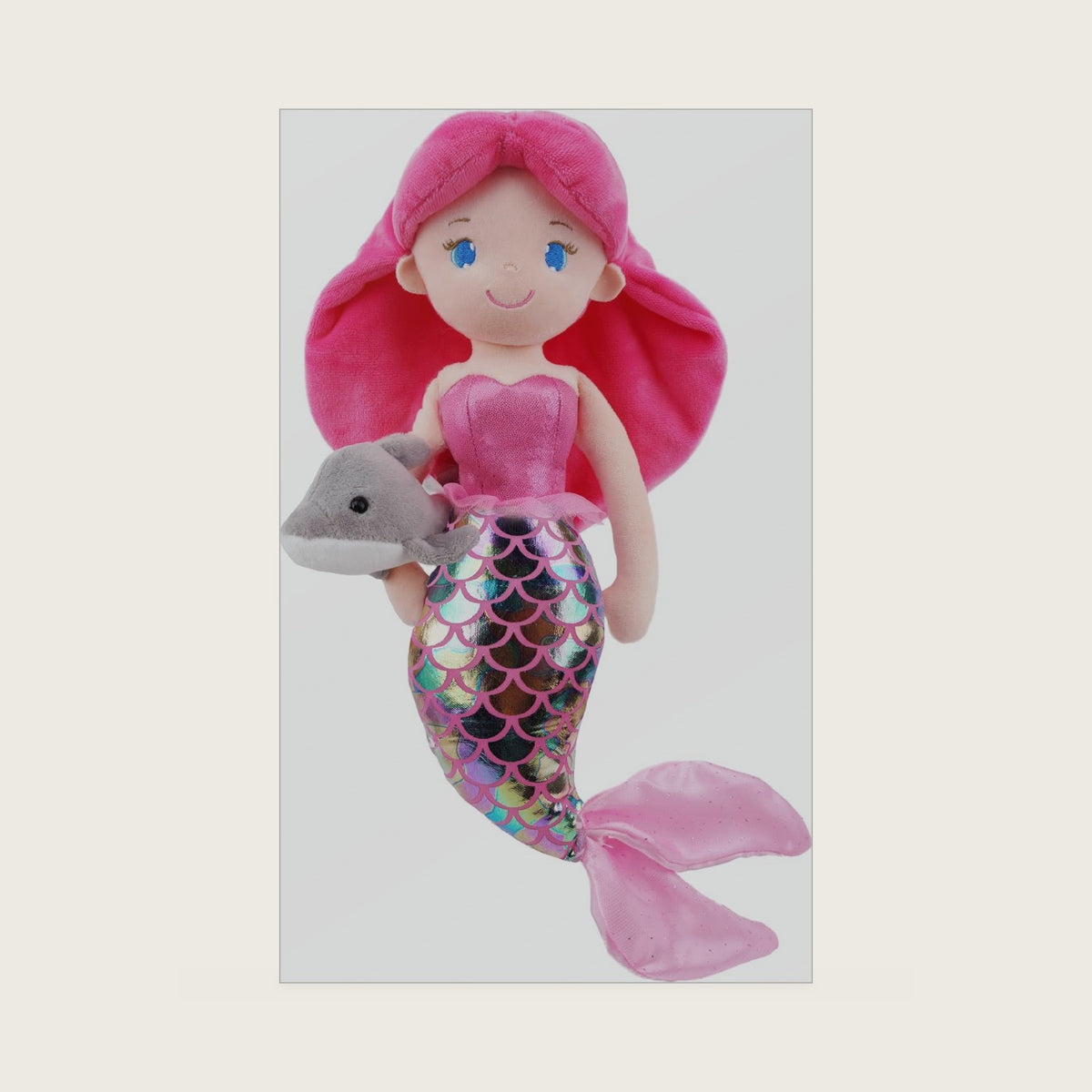 June Garden 16.5" Thalassa Mermaid Plush Doll with Dolphin