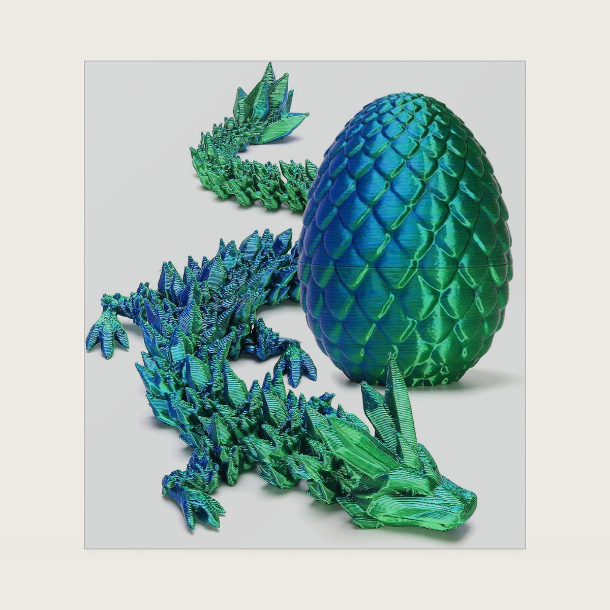 Zobetro 3D Printed Dragon Easter Basket Stuffers Surprise Egg,Articulated Crystal Dragon in Egg,Executive Dragon Fidget Desk Toys,Christmas Decorative Easter Egg Fillers Gifts for Boys Kids (Green)
