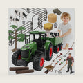 Peagprav Farm Animal Tractor Toys Playset-16.5 Inches Tractor with Trailer Fence,Farmer,Tree,Cow,Farm Toy Set for Boys Girls Kids Toddlers Age 3-7 Years Old