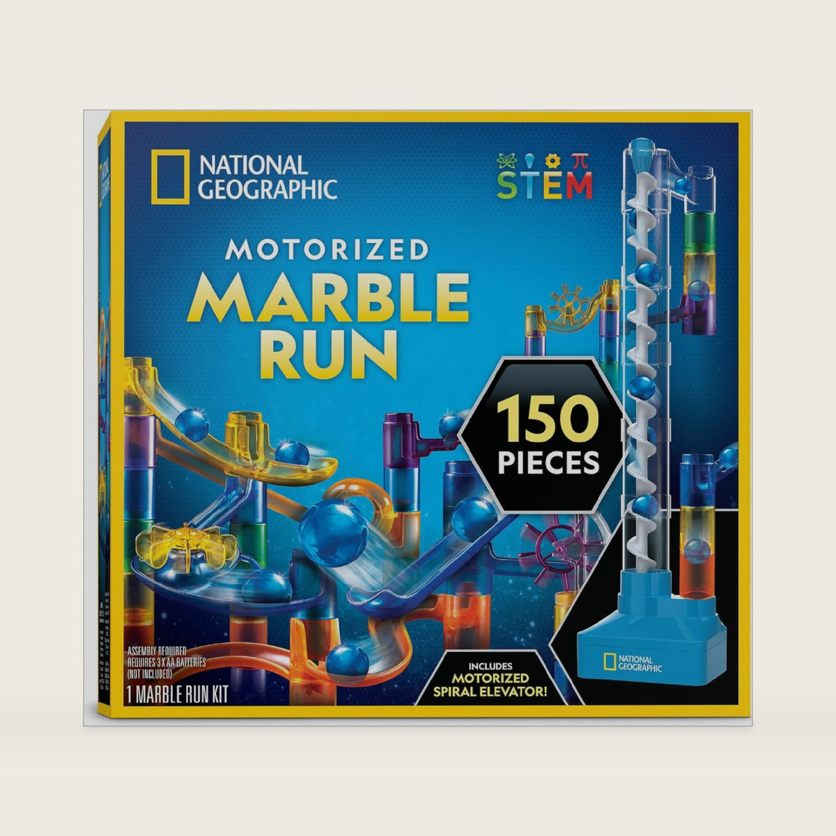 National Geographic Motorized Marble Run 150-Piece Building Set for Kids
