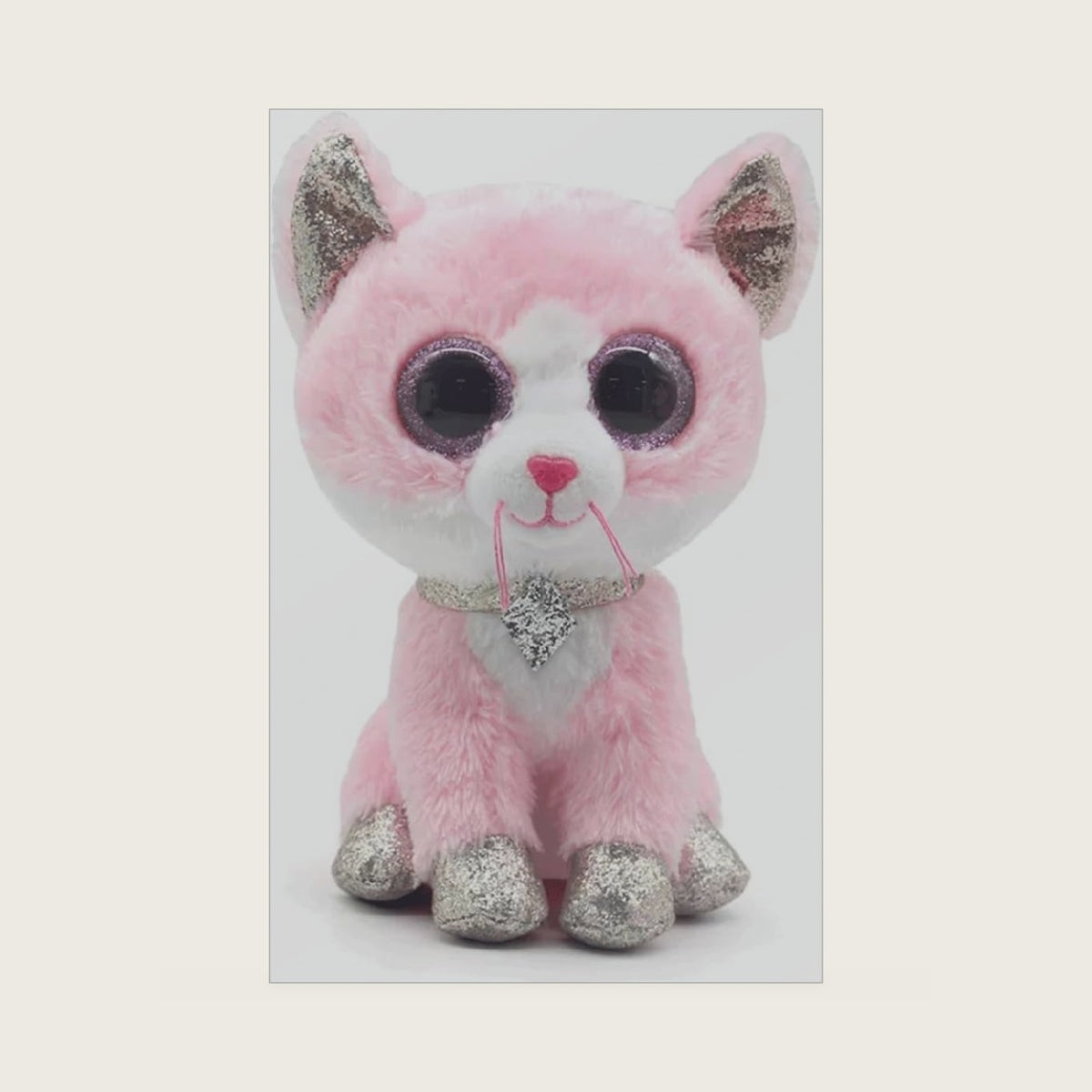 Beanie Baby Fiona Pink Cat Stuffed Animal Plush Doll (6inch)