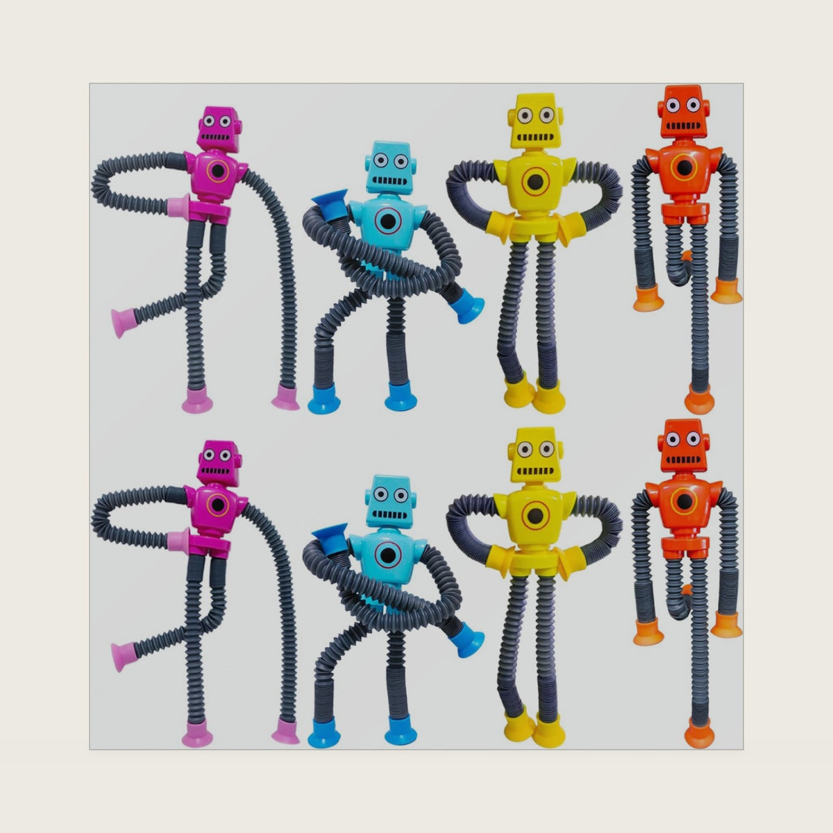 8 PCS Suction Cup Robot Toy,Shape Changing Telescopic Pop Tubes Autism Sensory Toy Kids Girls Boys Toddlers Adult,Funny Robot Action Figure Bendable Fidget Toy Gift Birthday Party Favors Christmas