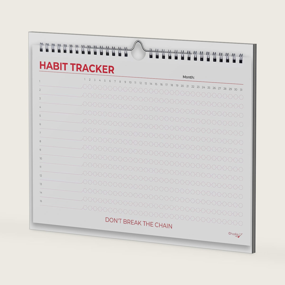 Hadigu Habit Tracker Calendar (Undated 12 Month) Colorful Motivational Design, Spiral Bound and Hanger, A4 Size (8,3"x11.7") Quality Heavy Paper, Monthly Habit Tracker Journal, Goal Tracker, Workout