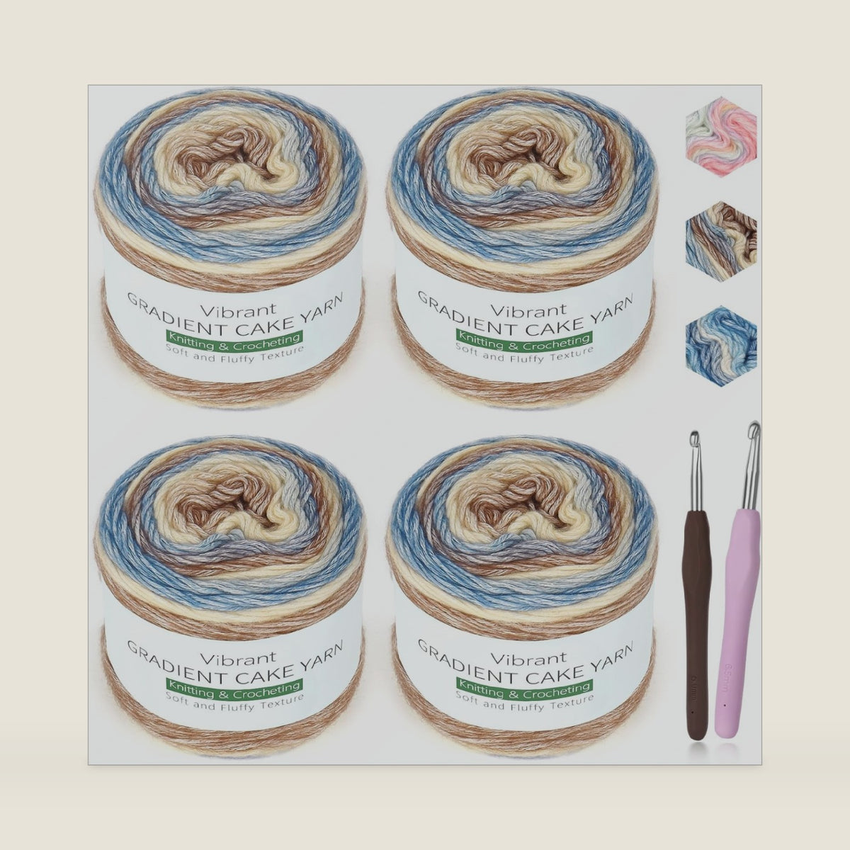 Katech Fairyland Yarn for Crocheting Knitting-4 Packs Gradient Cake Yarn