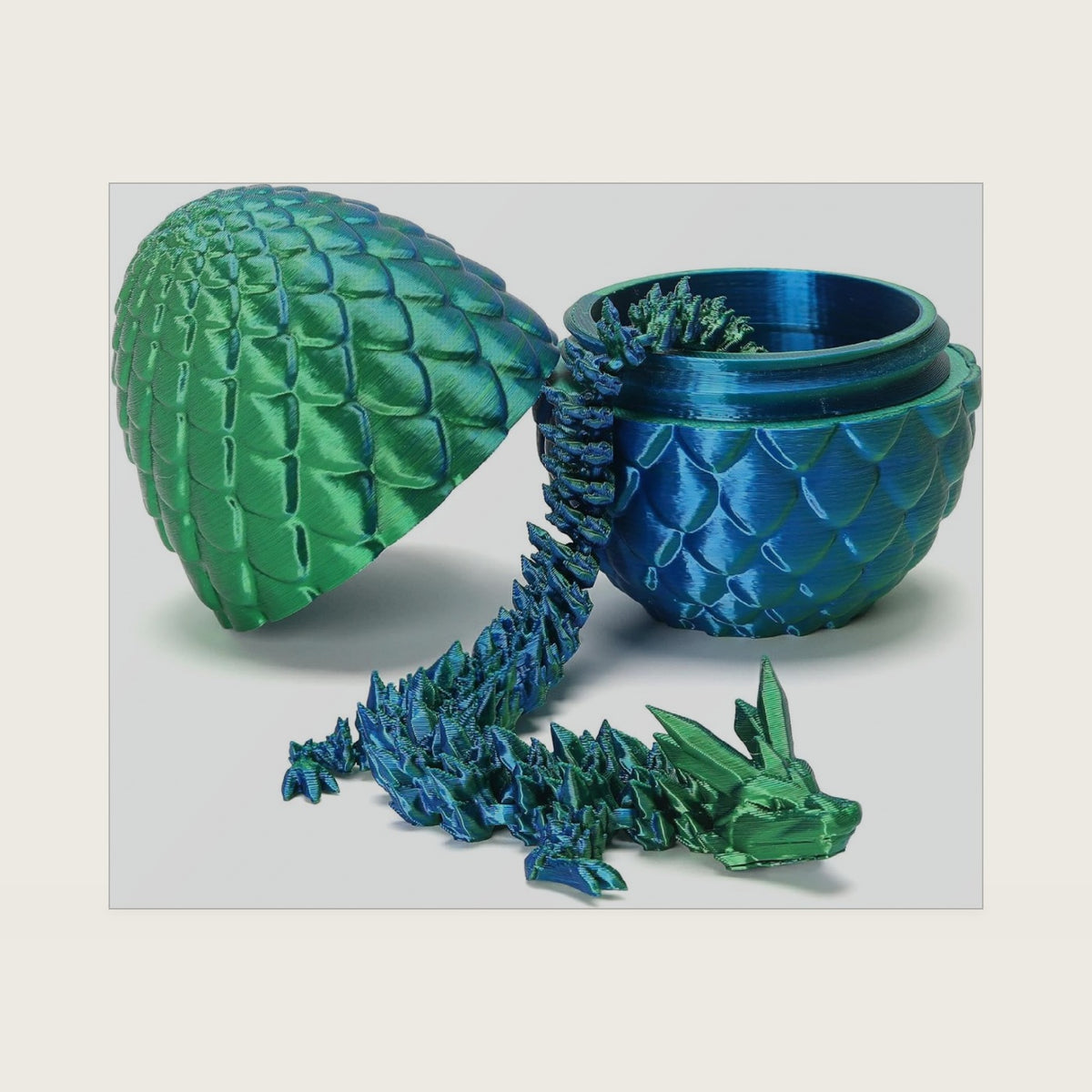 3D Printed Dragon with Surprise Egg,Surprise Dinosaur Eggs Fidget Toys for Kids, Birthdays, Halloween Christmas Decorations Gifts Indoor Outdoor for Girls Boys (Green)