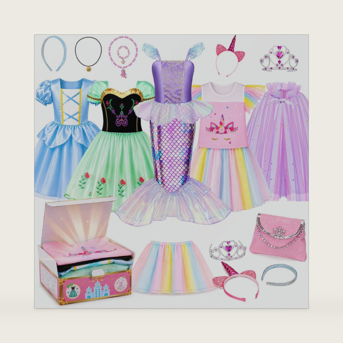 Meland Princess Dress Up Trunk for Girls 3-8, Toys Gift Set for Holidays