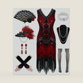 1920s Dresses for Women, Flapper Dress Lace Fan Feather Headband Sequins Beads Fringes 20s Accessories Vintage Mafia Costume