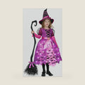 Spooktacular Creations Light Up Polka Dots Witch Tutu Costume for Girls Toddlers Starry Witch Dress with Magic Hat and Broom