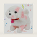 Hopearl Walking Point Dog Interactive Electronic Pet Plush Toy Puppy Woof and Moving Animated Nodding Head Holiday Birthday Gift for Toddlers, Pink, 7''
