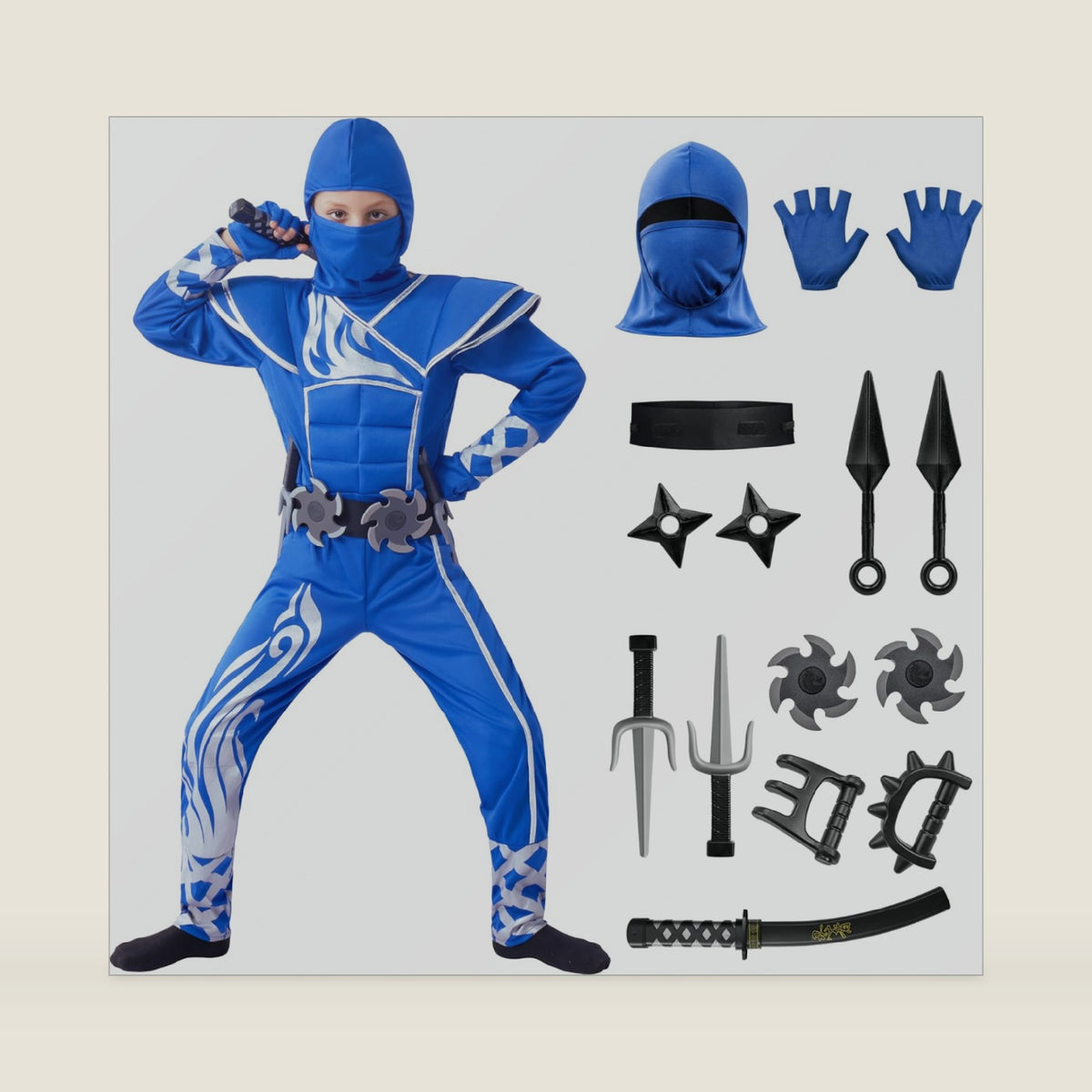 Spooktacular Creations Kids Halloween Ninja Costume, Ninja Costume for Boys, Teen Halloween Costumes for DressUp Themed Party