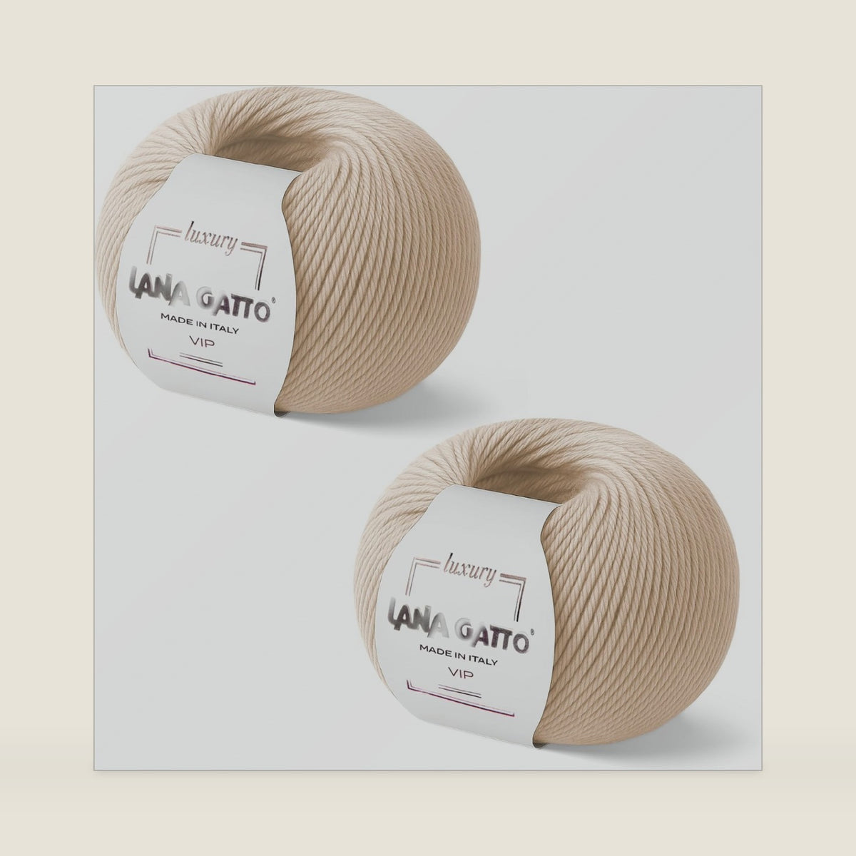 Lana Gatto VIP Cashmere Merino Yarn for Knitting and Crochet, 80% Extrafine Merino 20% Cashmere, Fingering Weight, 2 Skeins x 1.76 oz (3.5 oz, 438 yds), US 3 Needles, Cream, Made in Italy