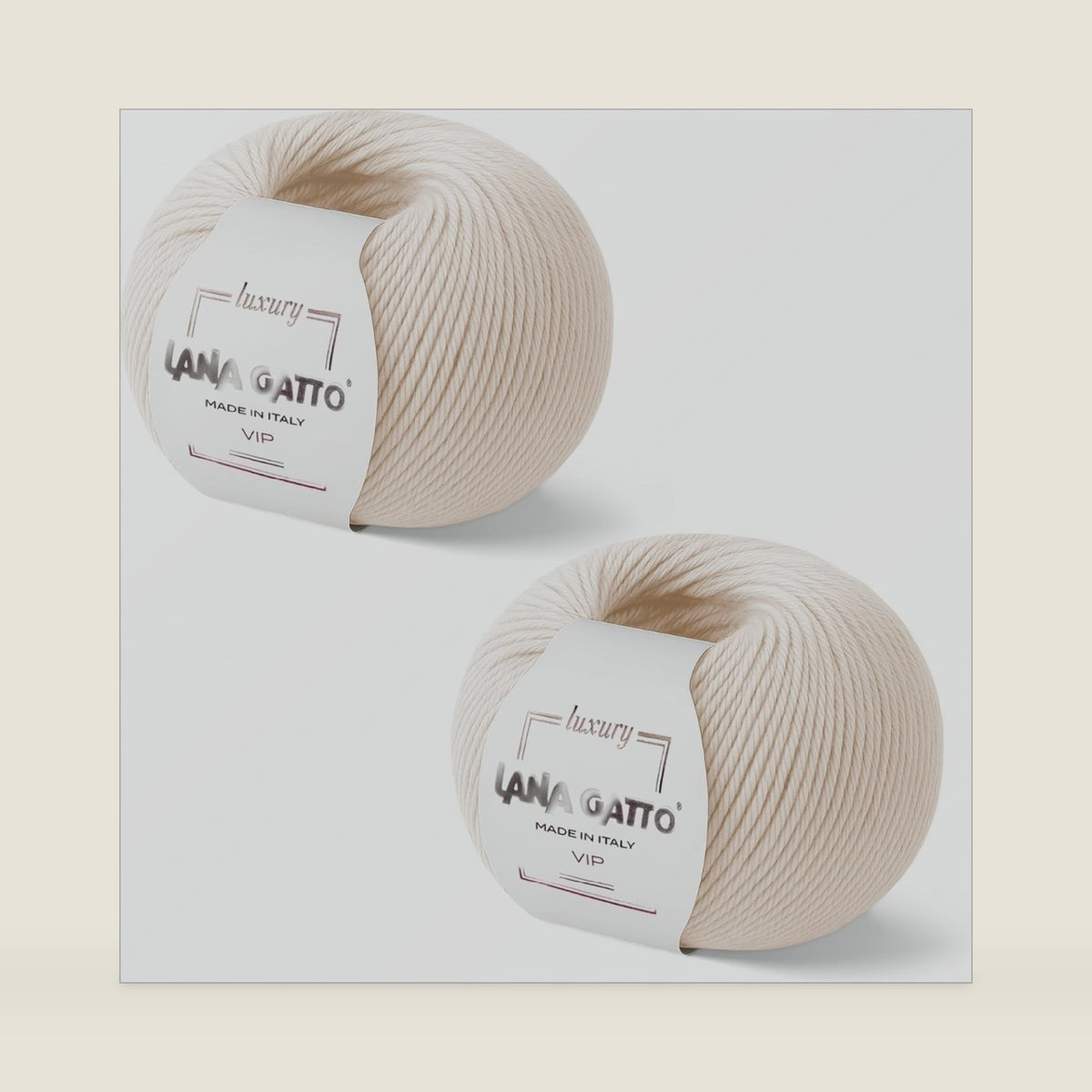 Lana Gatto VIP Cashmere Merino Yarn for Knitting and Crochet, 80% Extrafine Merino 20% Cashmere, Fingering Weight, 2 Skeins x 1.76 oz (3.5 oz, 438 yds), US 3 Needles, Ivory, Made in Italy