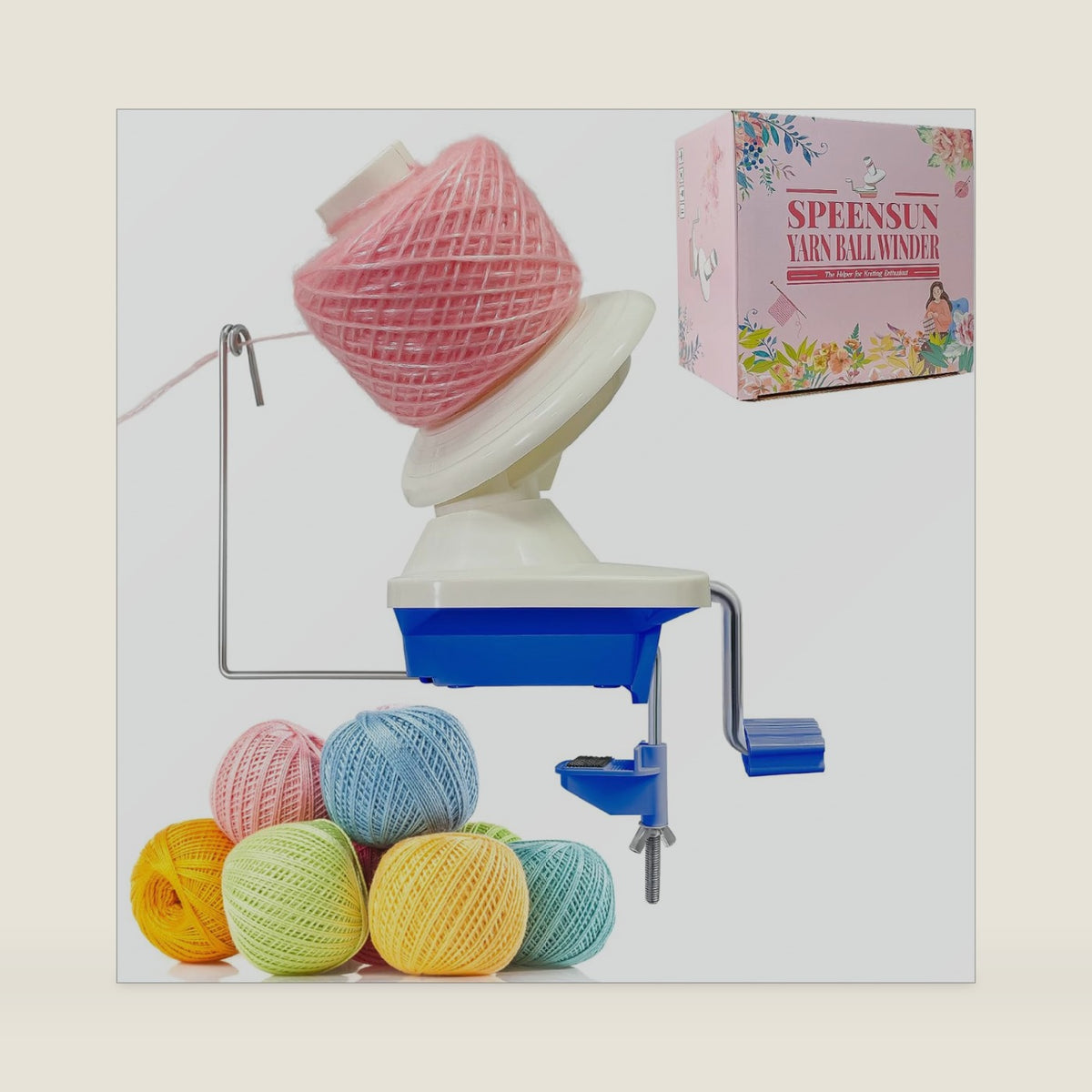 SPEENSUN 3.5 OZ Yarn Ball Winder, Low Noise Spinner for Crocheting, Blue