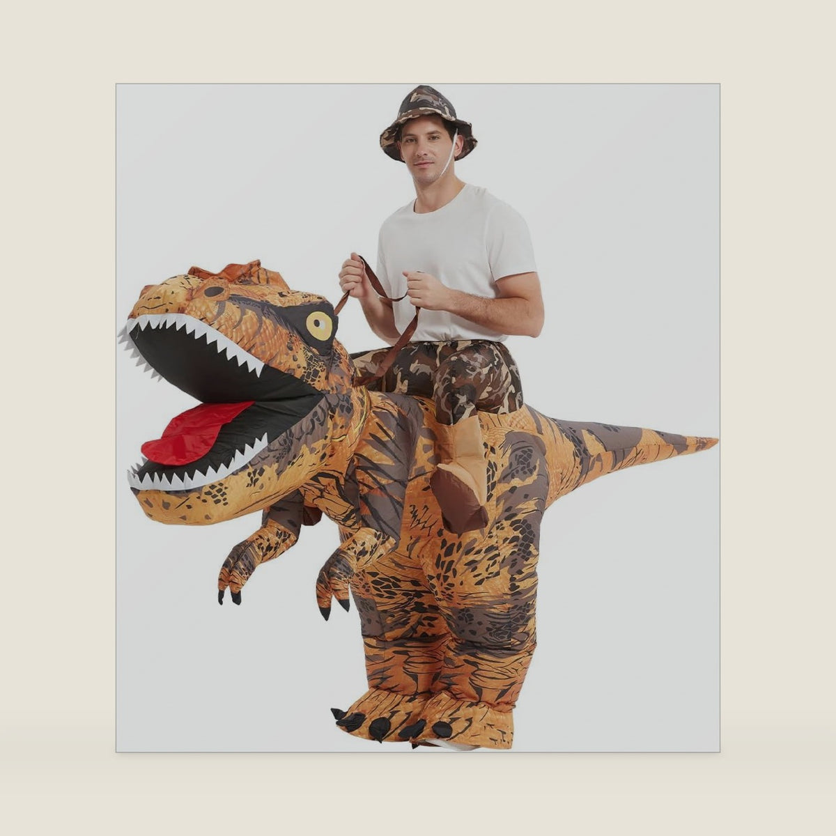 GOOSH Inflatable Dinosaur Costume Adults Halloween Party Blow up T Rex Outfit, Lightweight & Flexible for Cosplay, Parades