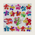 100 pcs Tie Dye Flowers Pop Keychain Silicone Stress Relief Kids Toys