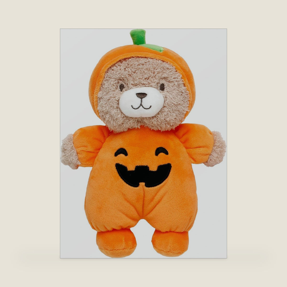 Halloween 9 inch Plush Rattle with Embroidered Jack-O-Lantern for Baby, (Orange Pumpkin, Bear)
