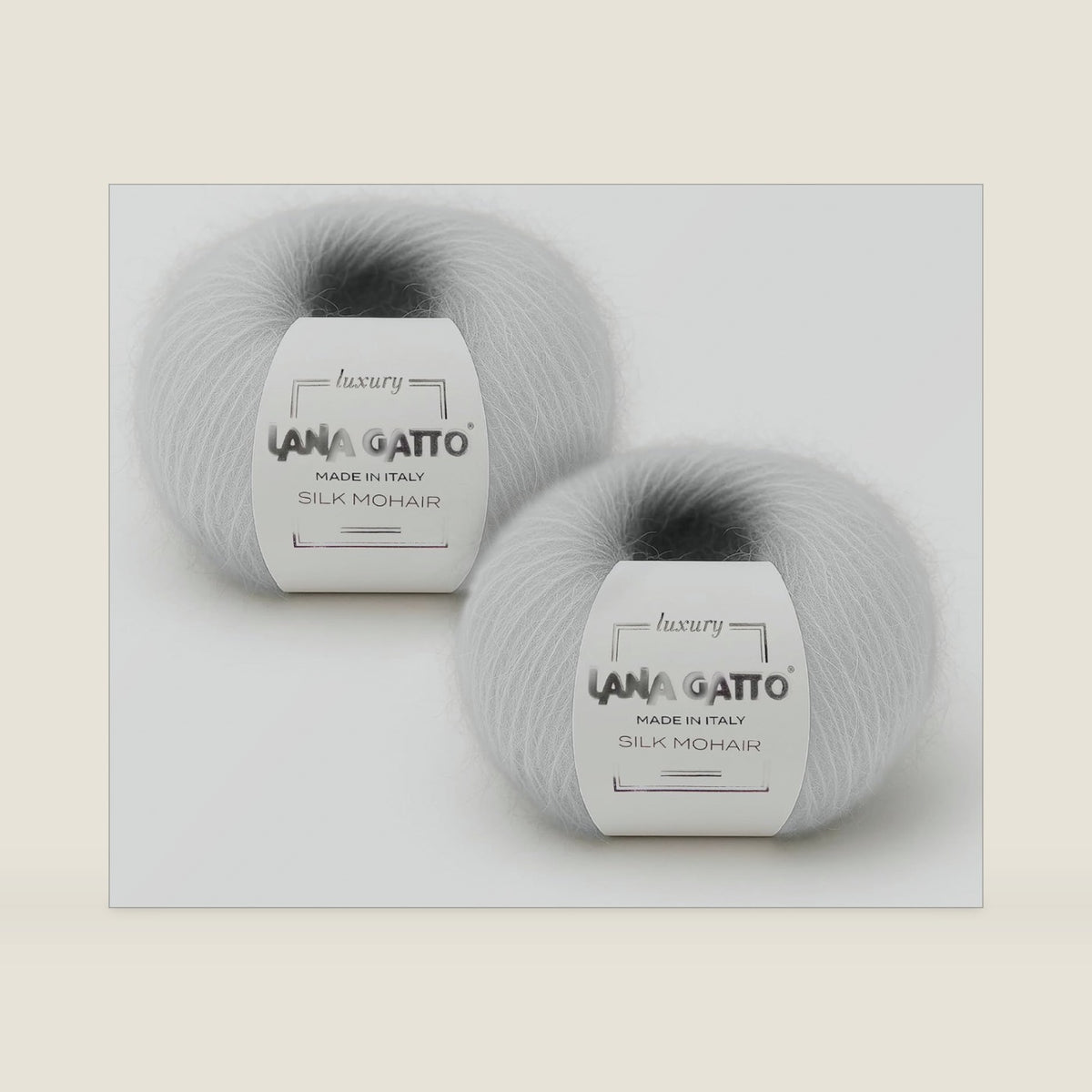Lana Gatto Silk Mohair Yarn for Knitting and Crochet, 75% Kid Mohair 25% Silk, Lace Weight, 2 Skeins x 0.88 oz (1.8 oz, 464 yds), US 2.5 Needles, Fluffy Yarn, White, Made in Italy