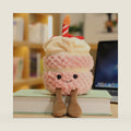 28cm/11 Birthday Cake Plush Toy ，Cute Smile Cake Pillow Stuffed Animals Funny Soft Food Plushies Toy for Gifts for Kids Birthday (Pink)