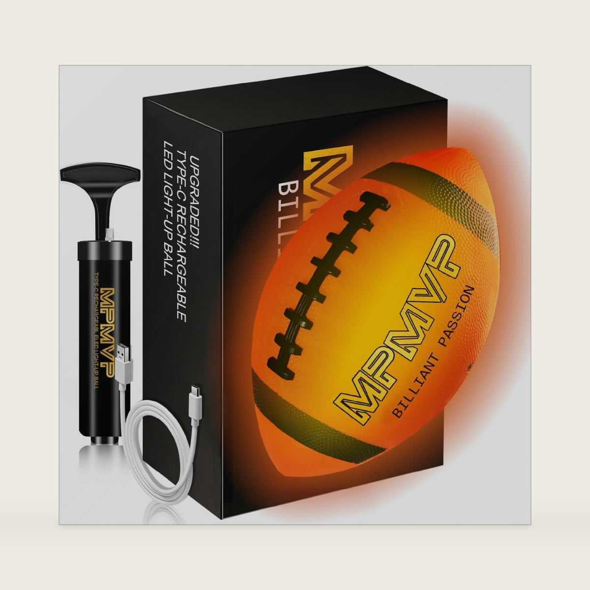 Glow in The Dark Football, Light Up LED Football Size 6, USB Rechargeable, Cool Outdoor Sports Boy Toys for Night Games, Birthday Gifts for Kids & Teens Age 6–12