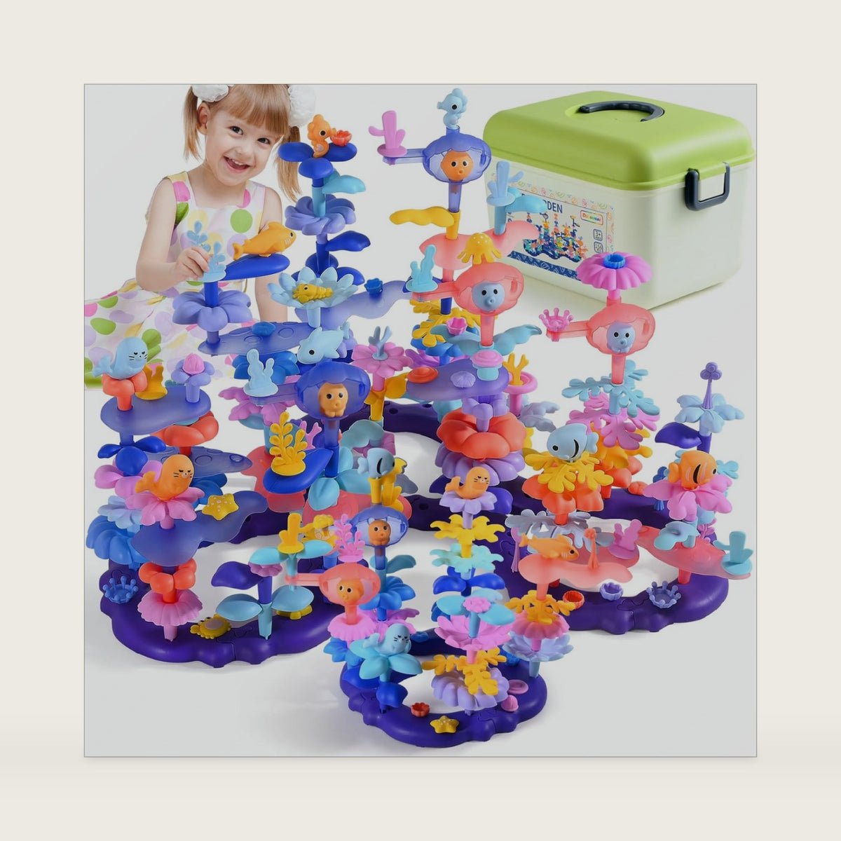 Doloowee 156Pcs Marine Coral Flower Garden Building Toys for Girls Age 3-8