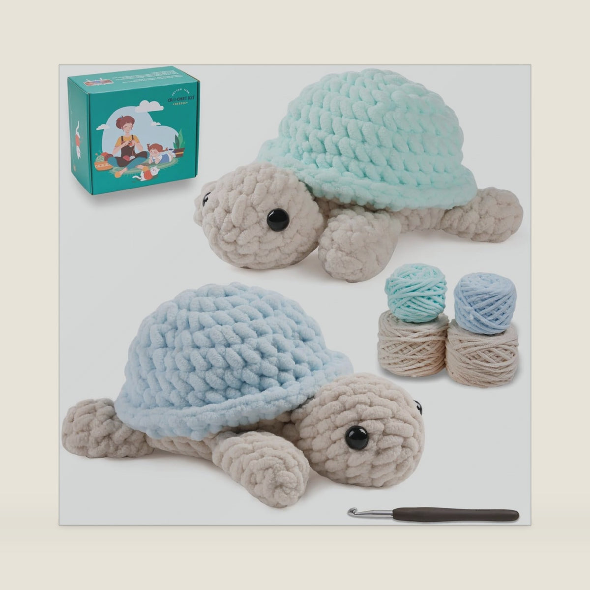 Eelexa Turtle Crochet Kit for Beginners, 2 Amigurumi Projects