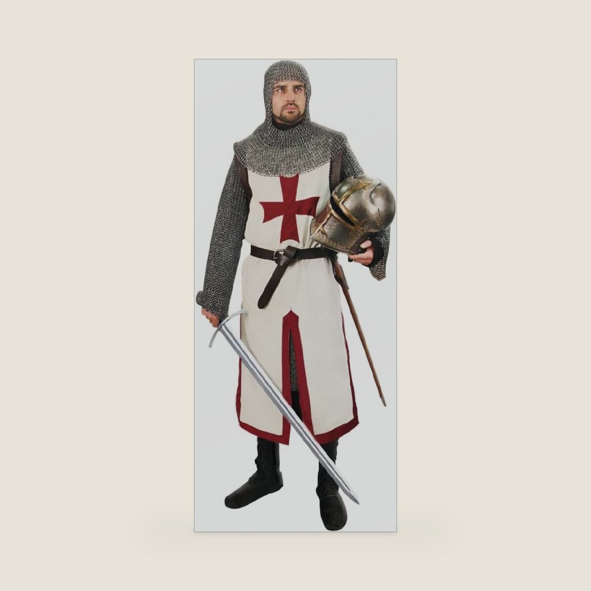 JPXH Mens Crusader Costume Knights Templar Tunic with Belt for Ren Faire