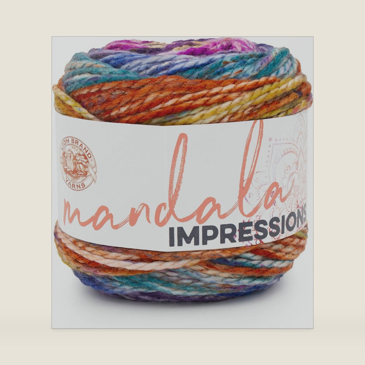 Lion Brand Yarn, Mandala Impressions Yarn, Rainbow, Fall Multicolor, 1 Pack