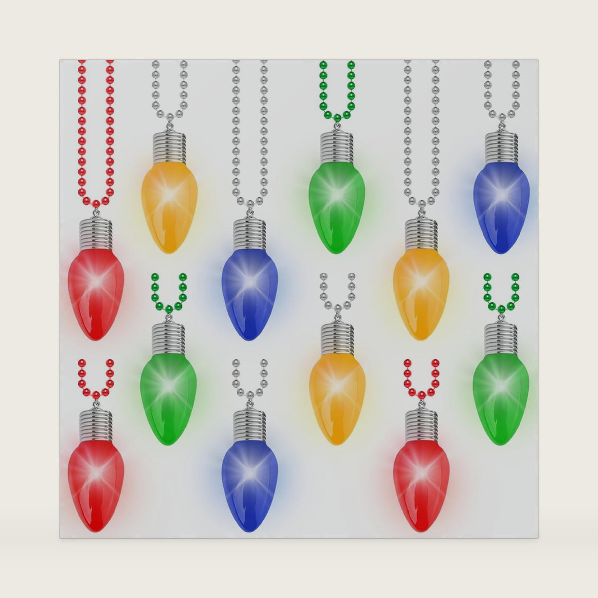 12PCS Christmas Glow Necklace 3 Modes Bead Chain Colorful Xmas Party Set