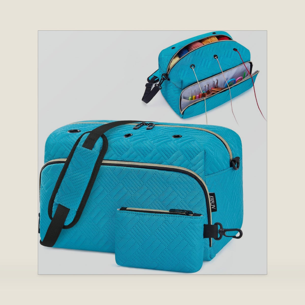 IBFUN Crochet Yarn Knitting Bag Organizer for Knit Accessories Hooks