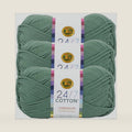 Lion Brand Yarn, 24/7 Cotton Yarn, Spruce, Green, 3 Pack