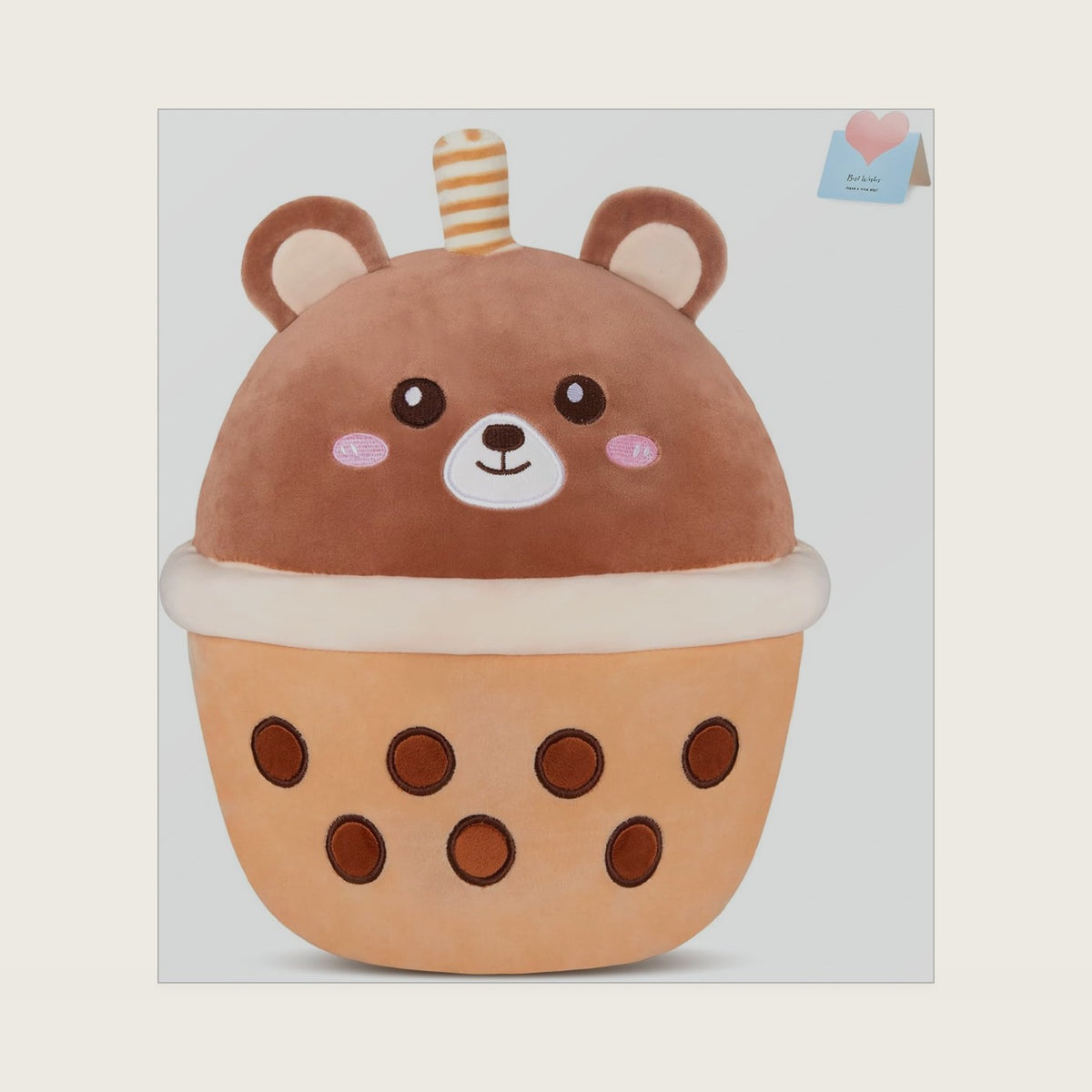 12 Inch Bear Boba Tea Plush Cute Bubble Stuffed Animal Soft Plushie Pearl