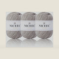 NICEEC 3 Skeins Soft Merino Wool Yarn- Cream Gray
