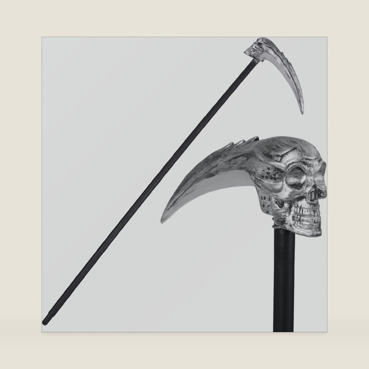 Spooktacular Creations Halloween Grim Reaper Scythe, Skeleton Scythe Staff for Halloween Party Costume Accessories, Fake Plastic Skull Scythe Weapon for Kids Women Men Dress Up