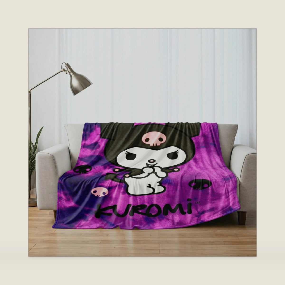 Franco Kuromi Bedding Super Soft Cozy Blanket, 62 in x 90 in, Kawaii Collectible Gift (Officially Licensed Product)