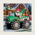 DomKom 7FT Christmas Inflatables Monster Truck, Santa Claus and Reindeer Drive Monster Truck Blow up Giant Yard Decoration, Outdoor Built-in LED Lights Party Lawn Holiday Winter Decor Outside