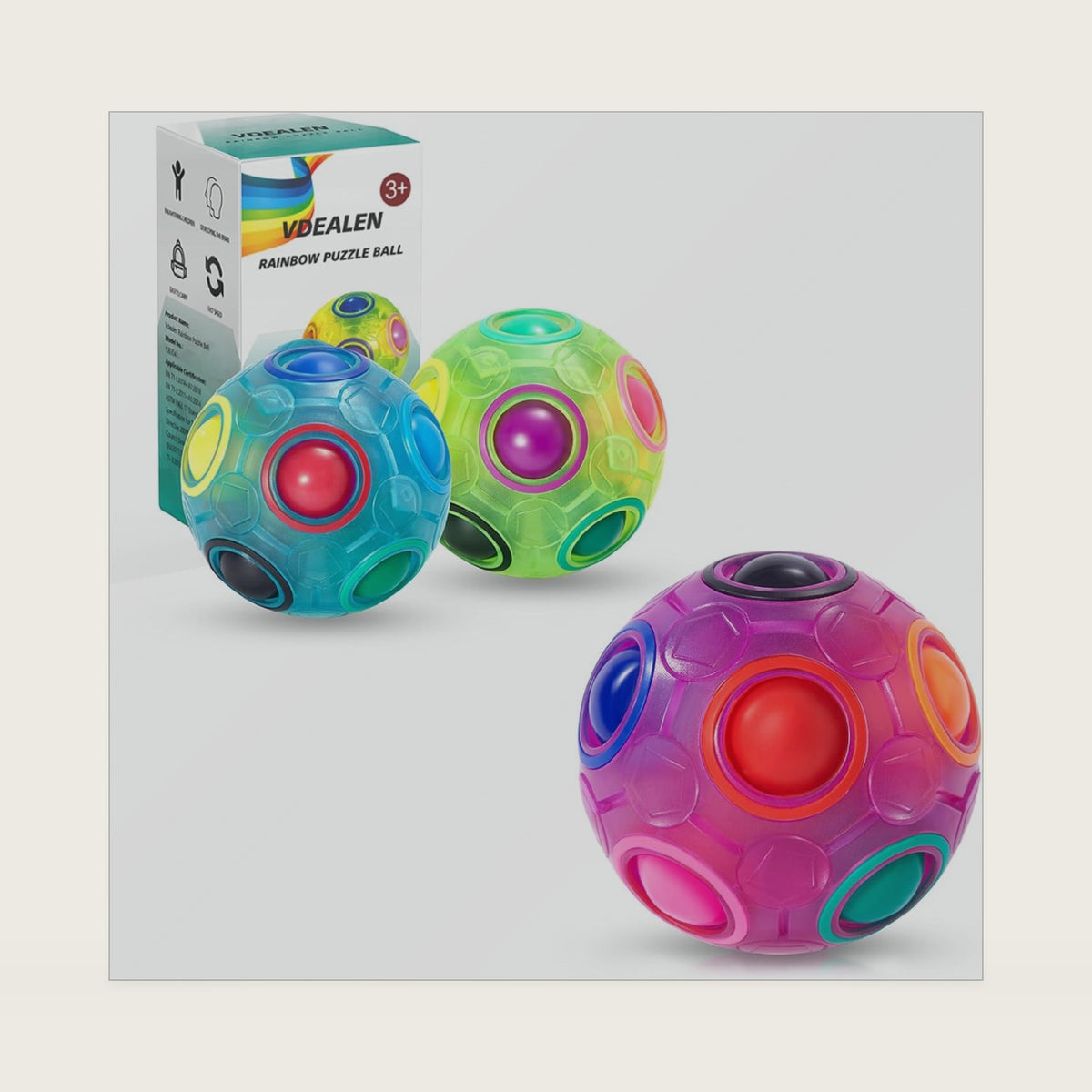 Vdealen Magic Rainbow Puzzle Ball, Fidget Ball Puzzle Brain Teaser Fidget Toy