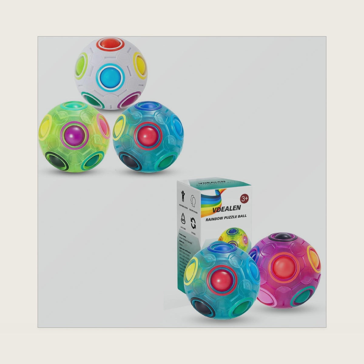 Vdealen Magic Rainbow Puzzle Ball, Fidget Ball Puzzle Brain Teaser Fidget Toy