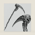 Spooktacular Creations Halloween Grim Reaper Scythe, Sin Scythe Cane Tool Toy Weapons for Kids Women Men Halloween Cosplay Party, Silver Skeleton Skull Staff for Dress Up Party Props