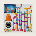 Meland Marble Run - 132Pcs Marble Maze Game Building Toy for Kid, Marble Track Race Set & STEM Learning Toys for Boy Girl Age 3 4 5 6 7 8 9+ (102 Translucent Marbulous Pcs & 30 Glass Marbles)