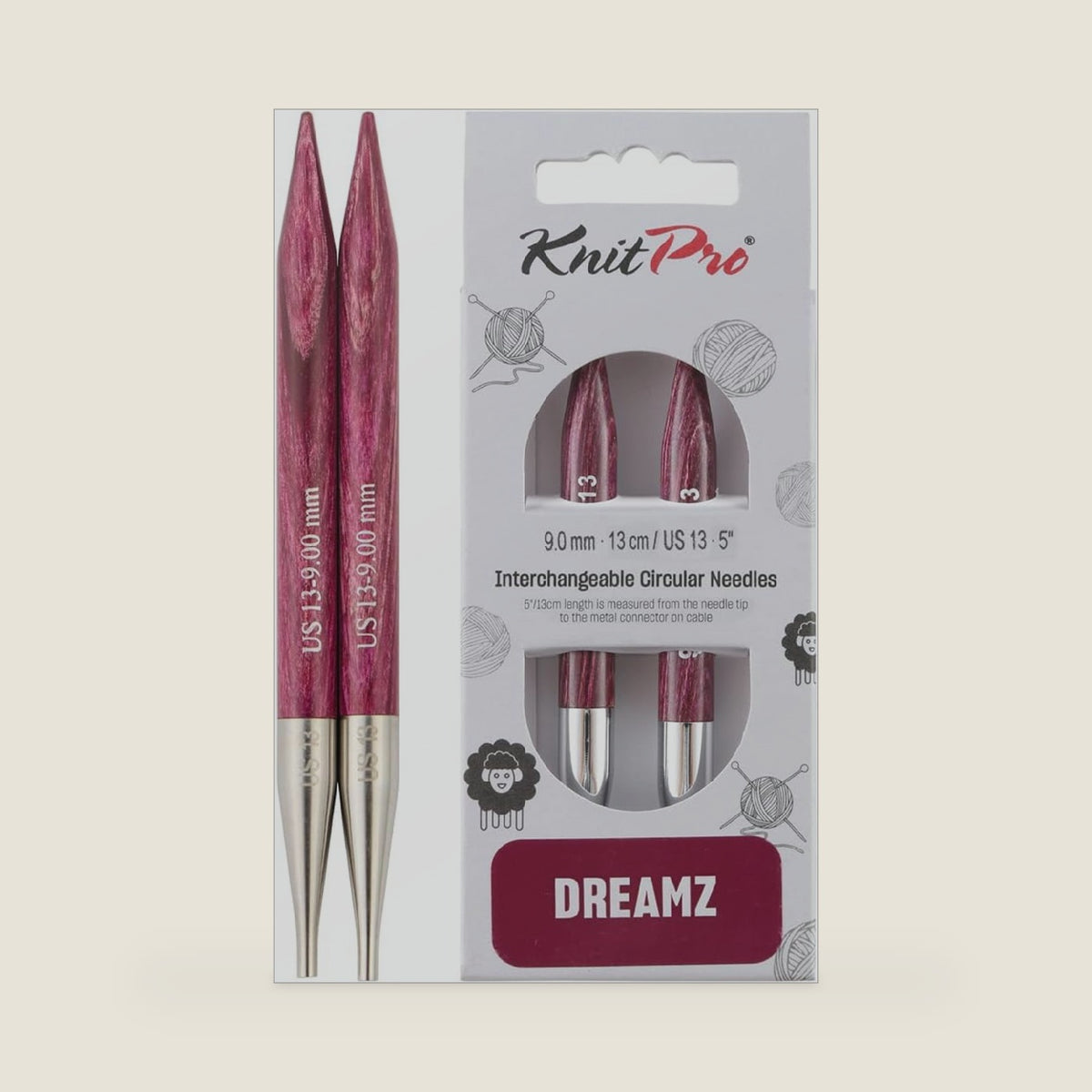 KnitPro Dreamz Interchangeable Circular Needles 5" (13cm) | US Size 13 (9mm)