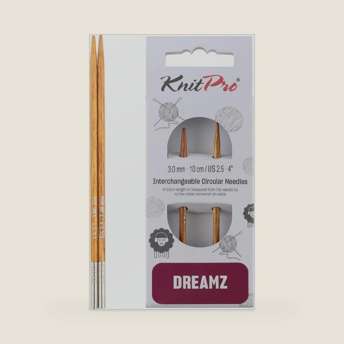 KnitPro Dreamz Interchangeable Circular Needles 4" (10cm) | US Size 2.5 (3mm)