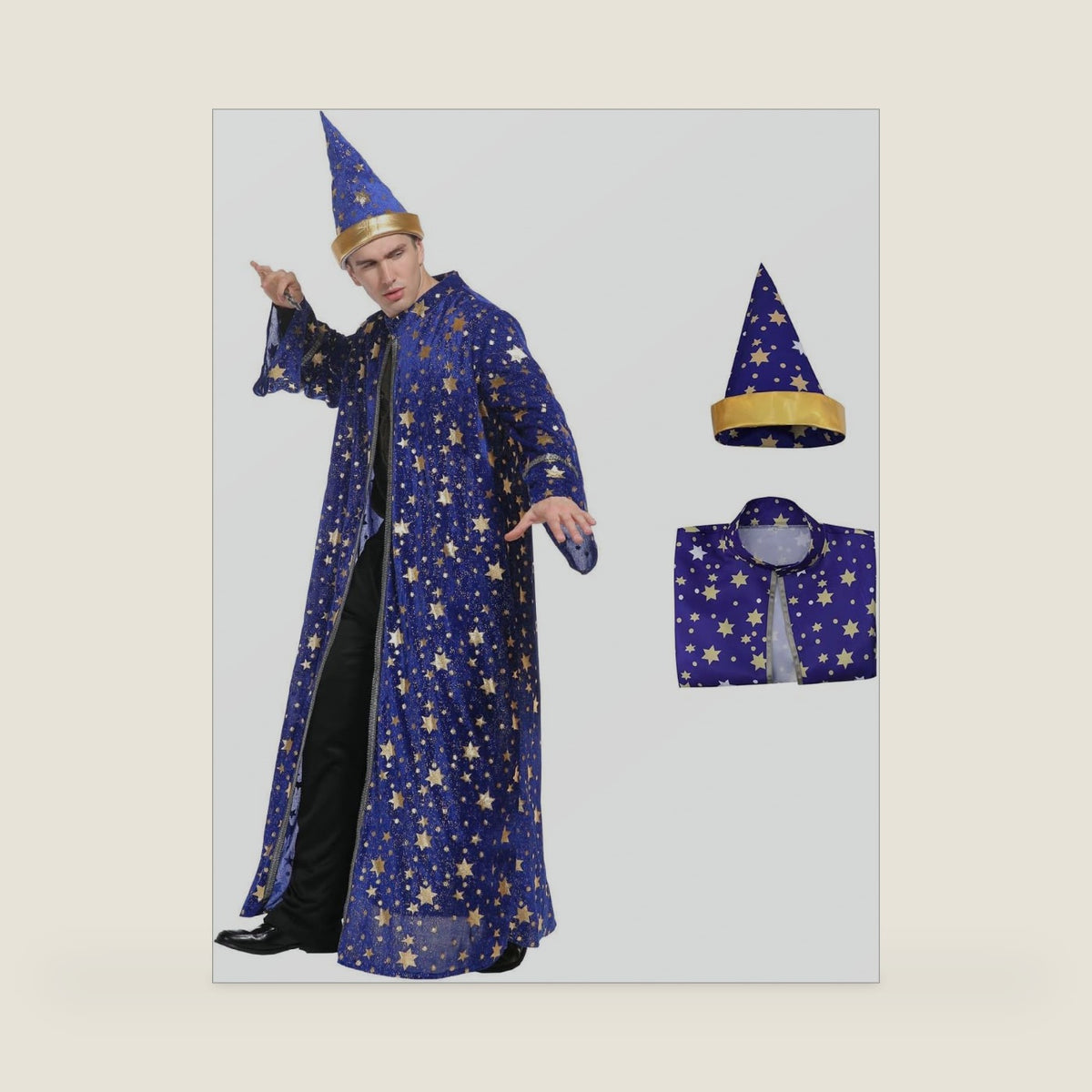 Wizard Costume Cloak And Hat Halloween Magic Wizard Cloak Robe For Adult