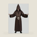 AOMIG Medieval Hooded Monk Robe Cloak, Renaissance Priest Robe Costume