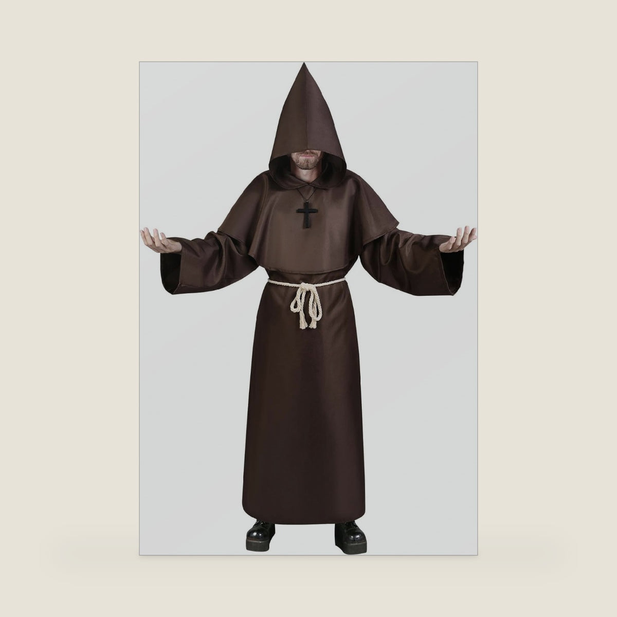 AOMIG Medieval Hooded Monk Robe Cloak, Renaissance Priest Robe Costume