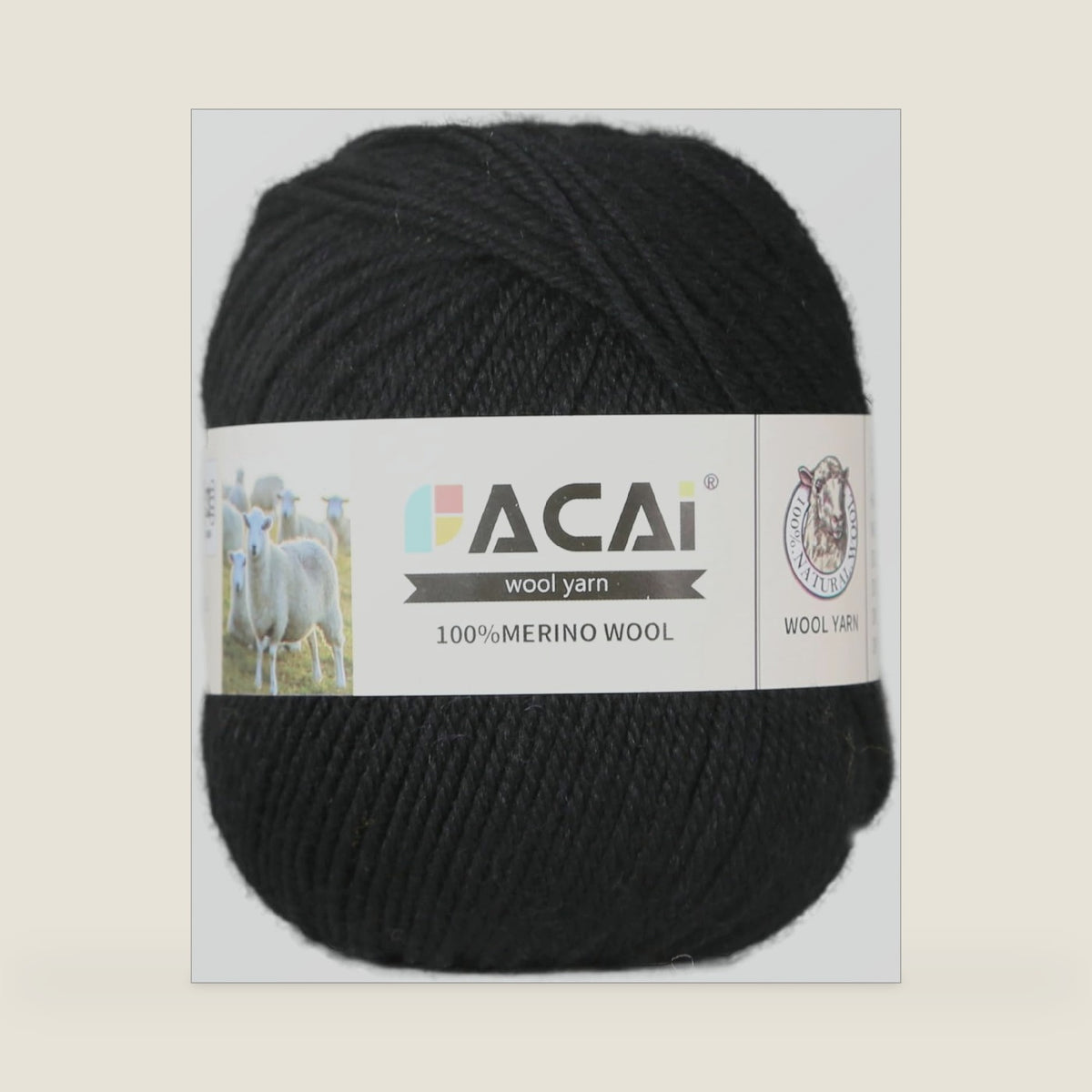 Facai Merino Wool Yarn Sock Yarn - 100% Pure Merino Wool Roving for Knitting, 1-Ball Set, 3.5oz (240 Yards), Worsted Weight (1, Black)