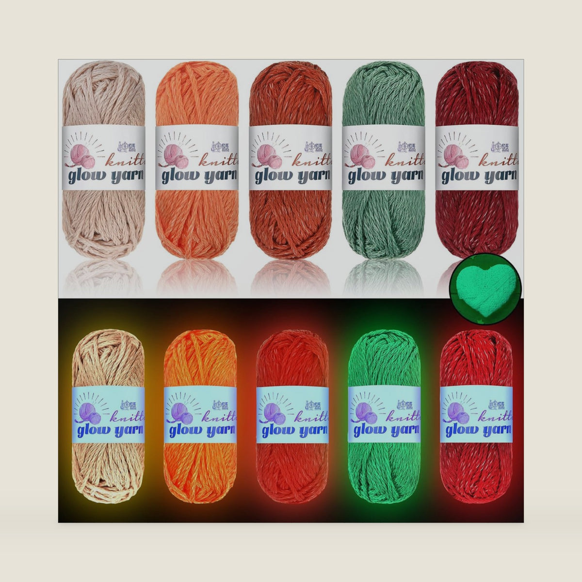 WILLBOND 5 Rolls Glow in The Dark Yarn for Crocheting, Multiple
