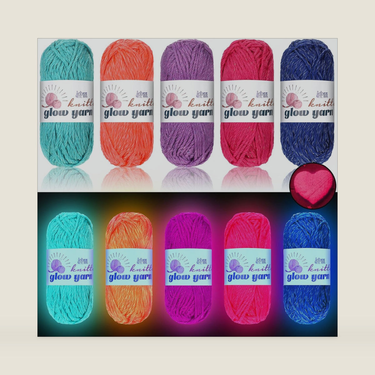 WILLBOND 5 Rolls Glow in The Dark Yarn for Crocheting, Elegant